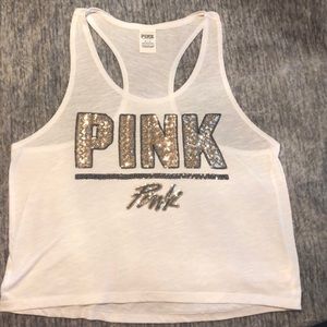 VS Pink White Tank, Size M